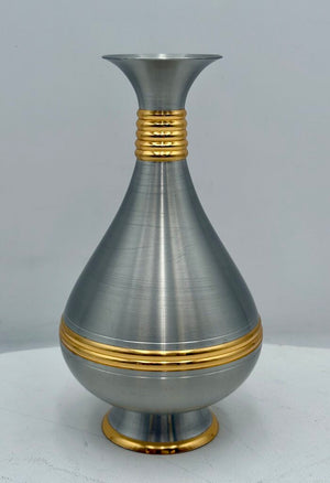 Renaissance Pewter Malaysia Gold Accent Bud Vase 7.6"