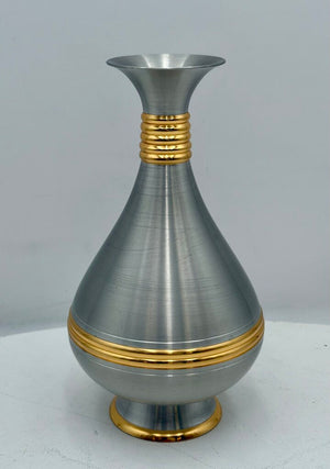 Renaissance Pewter Malaysia Gold Accent Bud Vase 7.6"