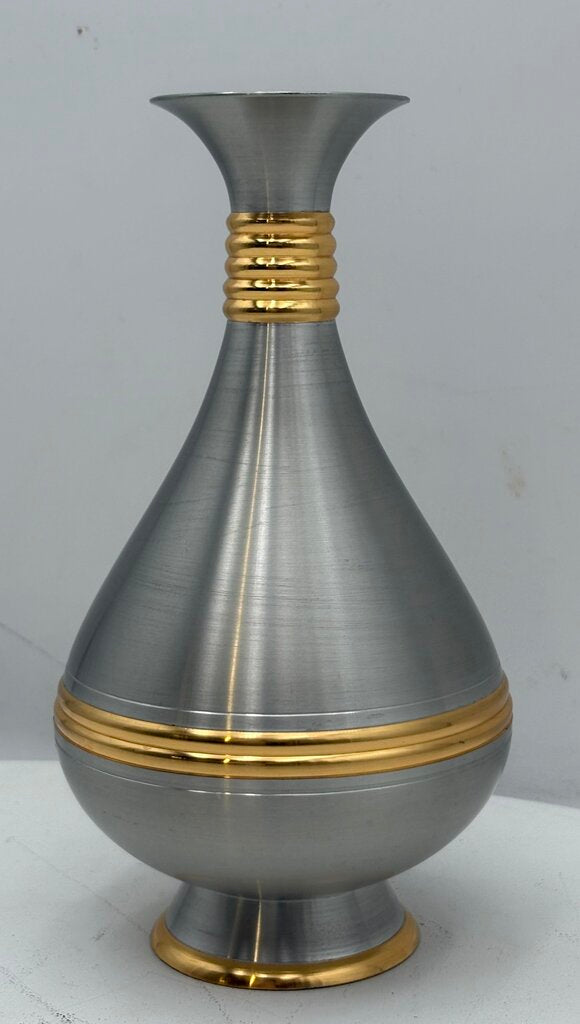 Renaissance Pewter Malaysia Gold Accent Bud Vase 7.6"