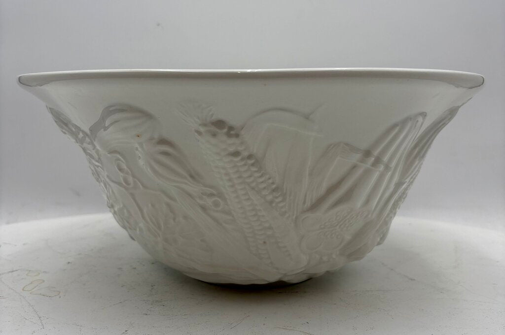 William Sonoma Italian White Porcelain Holiday Harvest Serving Bowl 13.5"