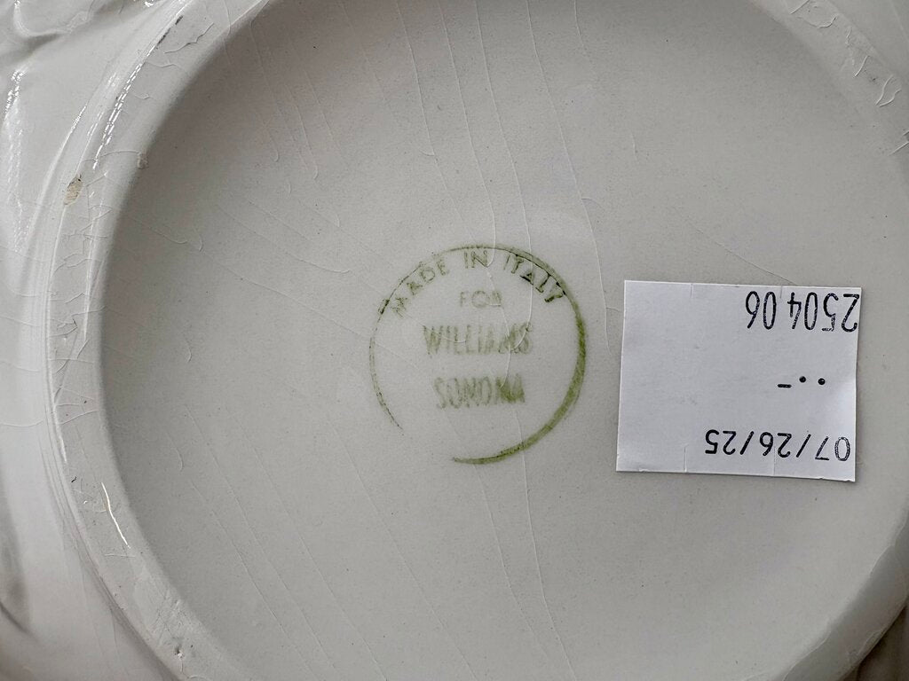 William Sonoma Italian White Porcelain Holiday Harvest Serving Bowl 13.5"