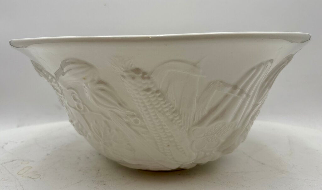 William Sonoma Italian White Porcelain Holiday Harvest Serving Bowl 13.5"