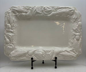William Sonoma Italian White Porcelain Holiday Harvest Serving Platter 21"