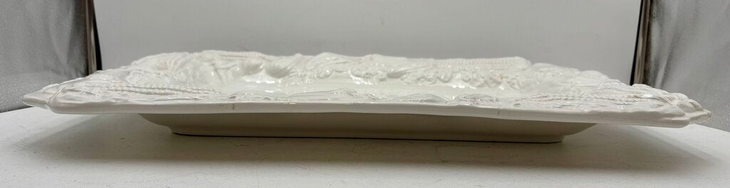 William Sonoma Italian White Porcelain Holiday Harvest Serving Platter 21"