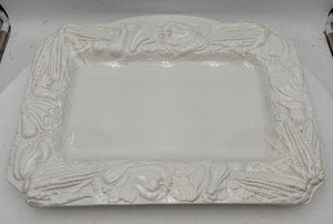 William Sonoma Italian White Porcelain Holiday Harvest Serving Platter 21"