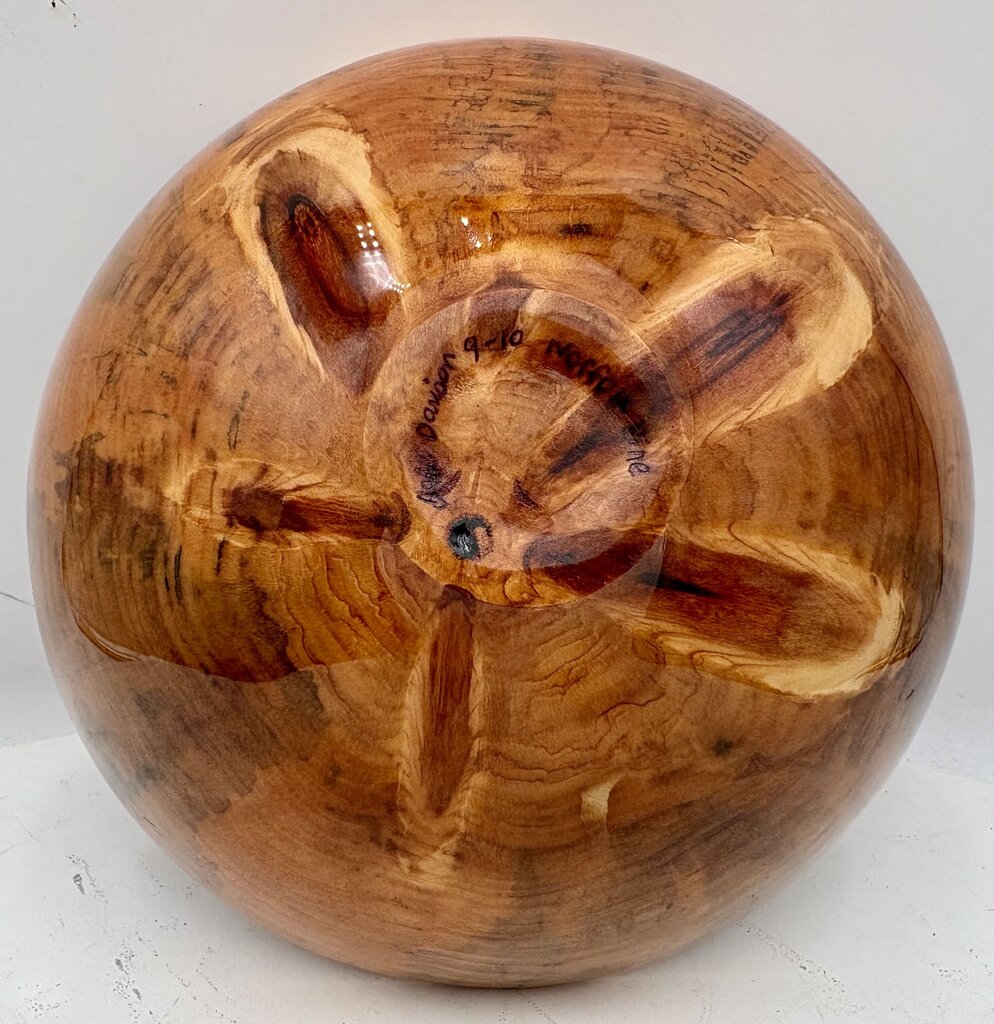 Jeff Davison Decorative Wood Turned Bowl Norfolk Pine Signed Bottom 9.3"