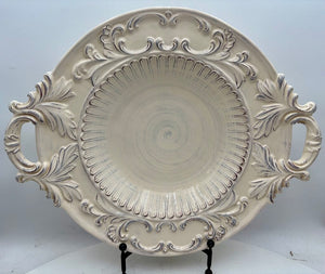 Intrada Italy White Melamine Glaze Handled Baroque Oval Center Piece Bowl 21"