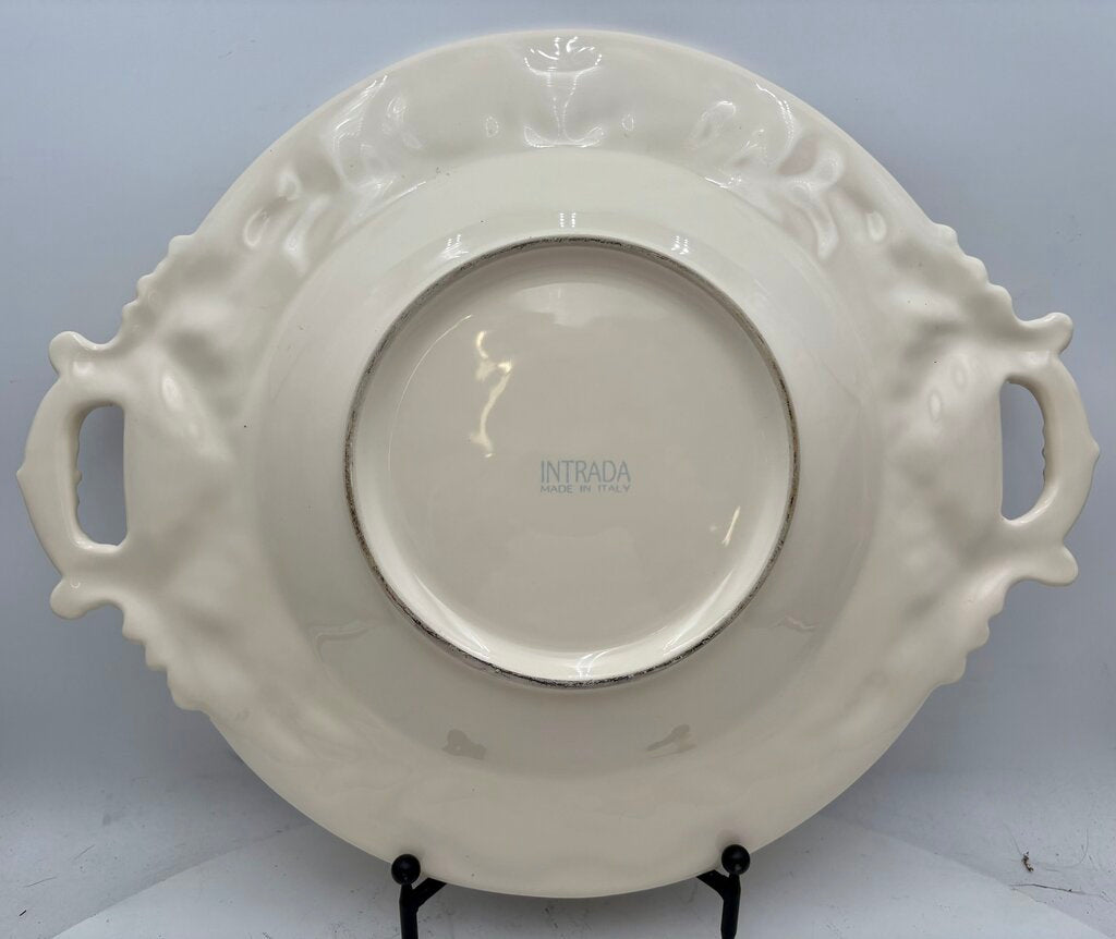 Intrada Italy White Melamine Glaze Handled Baroque Oval Center Piece Bowl 21"
