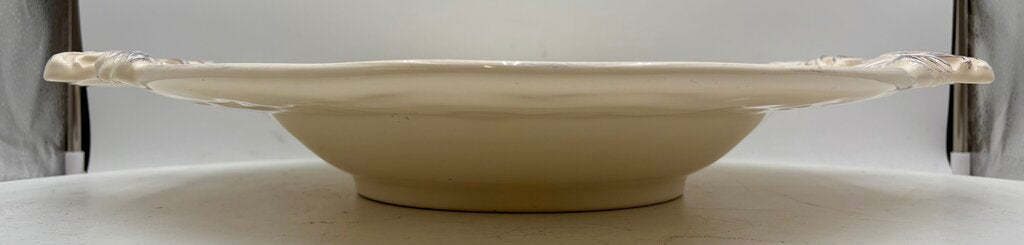 Intrada Italy White Melamine Glaze Handled Baroque Oval Center Piece Bowl 21"