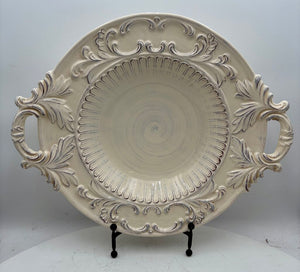 Intrada Italy White Melamine Glaze Handled Baroque Oval Center Piece Bowl 21"