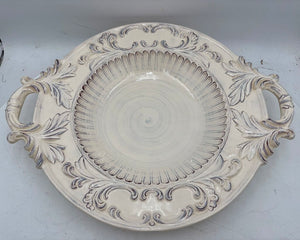 Intrada Italy White Melamine Glaze Handled Baroque Oval Center Piece Bowl 21"