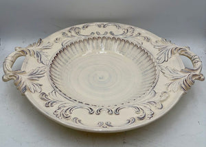 Intrada Italy White Melamine Glaze Handled Baroque Oval Center Piece Bowl 21"