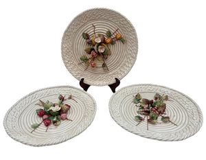 Italian La Luna Del Pozzo Studio Barbotine Majolica by Benedetti 1960's Hand Made Plate Set (3Pcs) by Miss Daisy's Consignment & Auction House