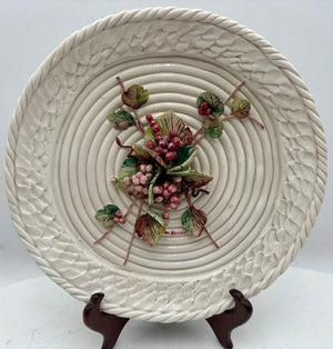 Italian La Luna Del Pozzo Studio Barbotine Majolica by Benedetti 1960's Hand Made Plate Set (3Pcs)