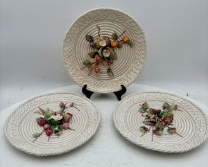 Italian La Luna Del Pozzo Studio Barbotine Majolica by Benedetti 1960's Hand Made Plate Set (3Pcs)