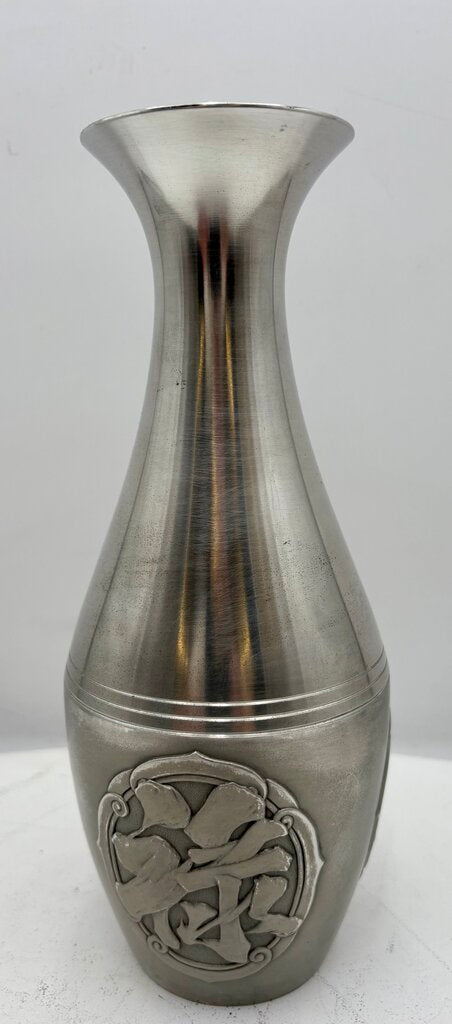 Selwin Pewter Japanese Motif Bud Vase 9.5"