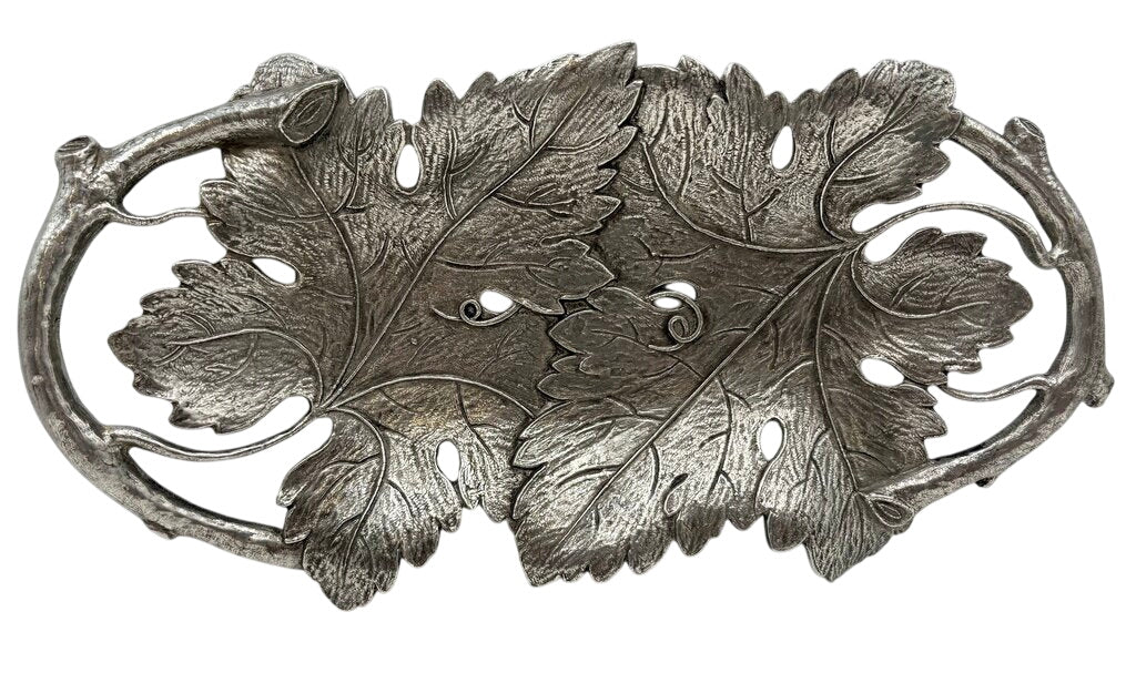 Italian Pewter Grape Leaf & Vine Motif Decorative Tray by Miss Daisy's Consignment & Auction House