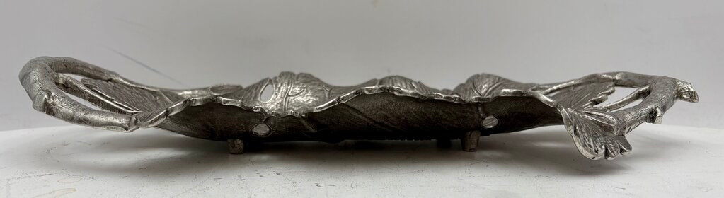 Italian Pewter Grape Leaf & Vine Motif Decorative Tray