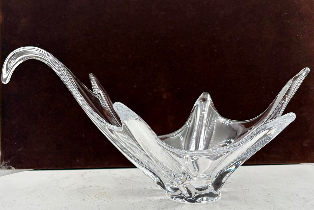 Cofrac Art Verrier France Crystal Swan Bowl