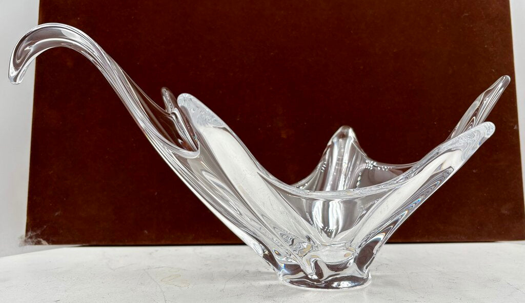 Cofrac Art Verrier France Crystal Swan Bowl
