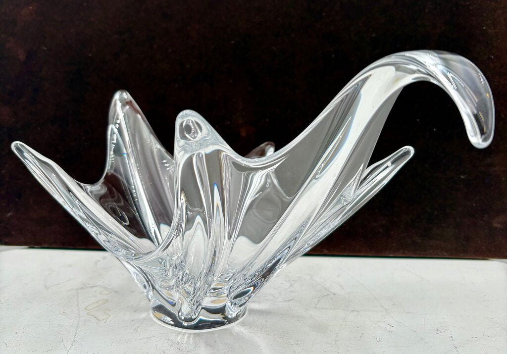Cofrac Art Verrier France Crystal Swan Bowl