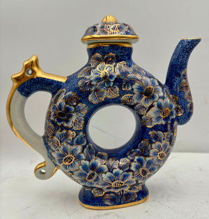 East Asian Style Royal Blue Gilt Floral Porcelain Set (5Pcs)