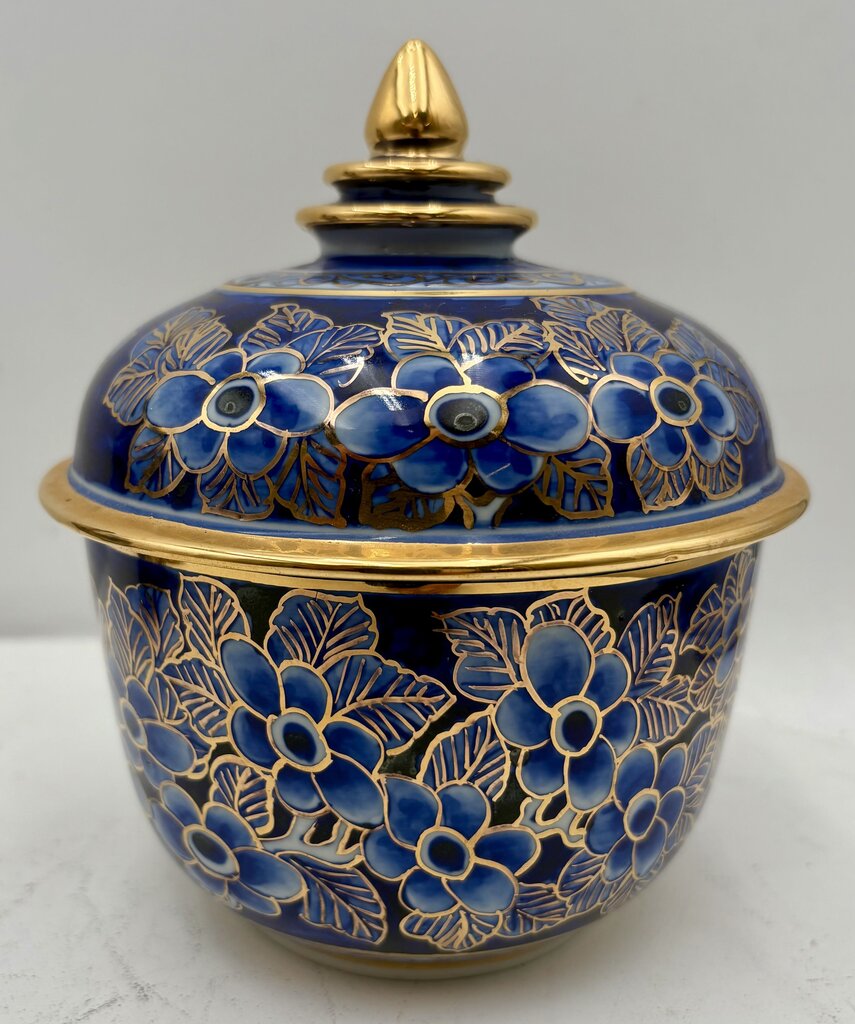 East Asian Style Royal Blue Gilt Floral Porcelain Set (5Pcs)