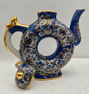East Asian Style Royal Blue Gilt Floral Porcelain Set (5Pcs)
