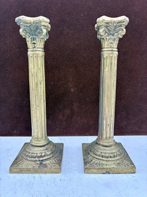 Solid Brass Fluted Column Style Candlestick Holder (PAIR)