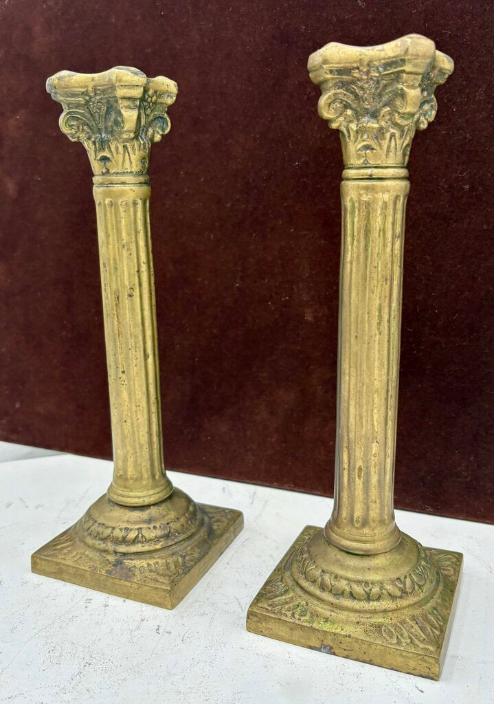 Solid Brass Fluted Column Style Candlestick Holder (PAIR)