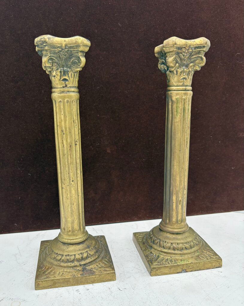 Solid Brass Fluted Column Style Candlestick Holder (PAIR)