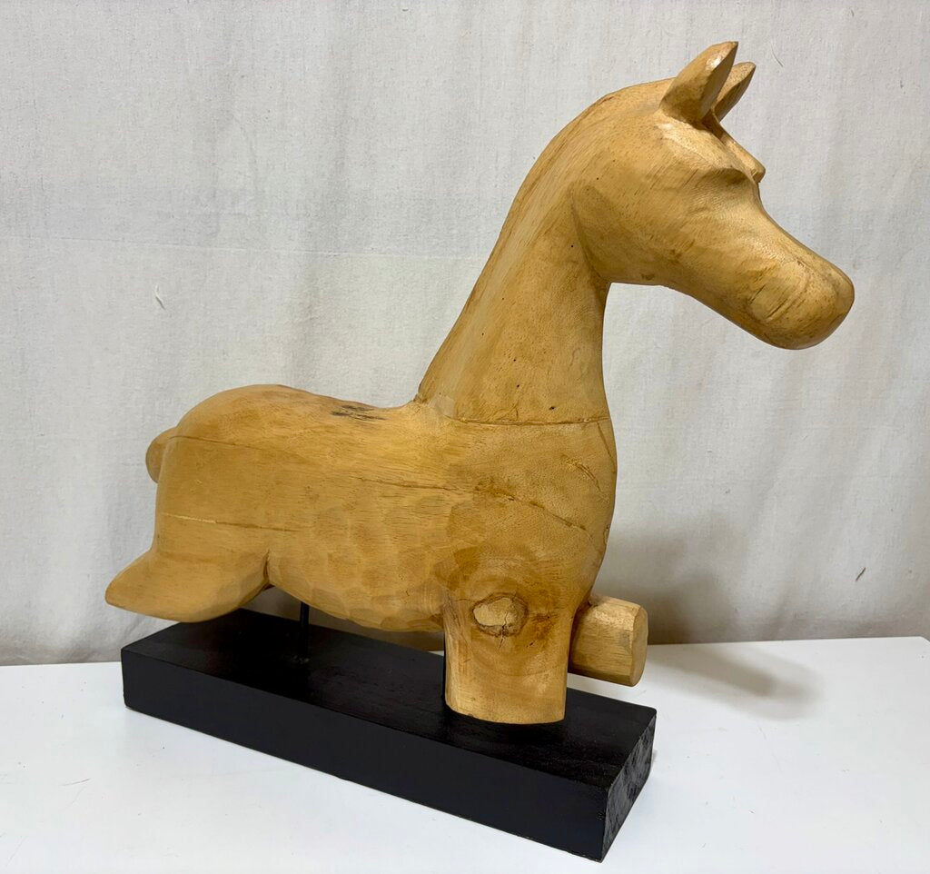 Pottery Barn Carved Wooden Horse Decor 19.25"