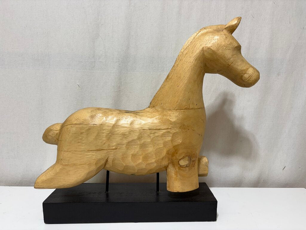 Pottery Barn Carved Wooden Horse Decor 19.25"