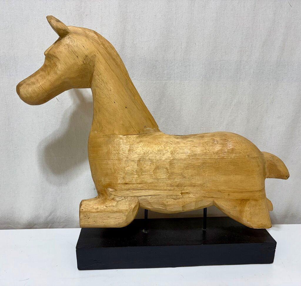 Pottery Barn Carved Wooden Horse Decor 19.25"
