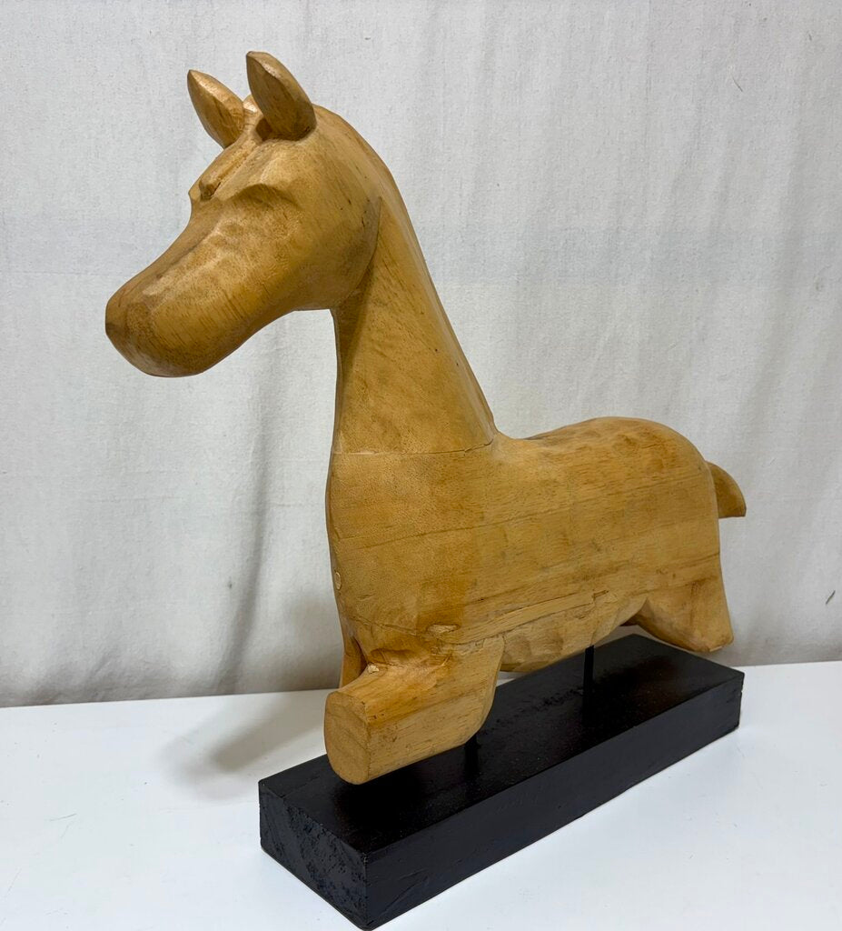 Pottery Barn Carved Wooden Horse Decor 19.25"