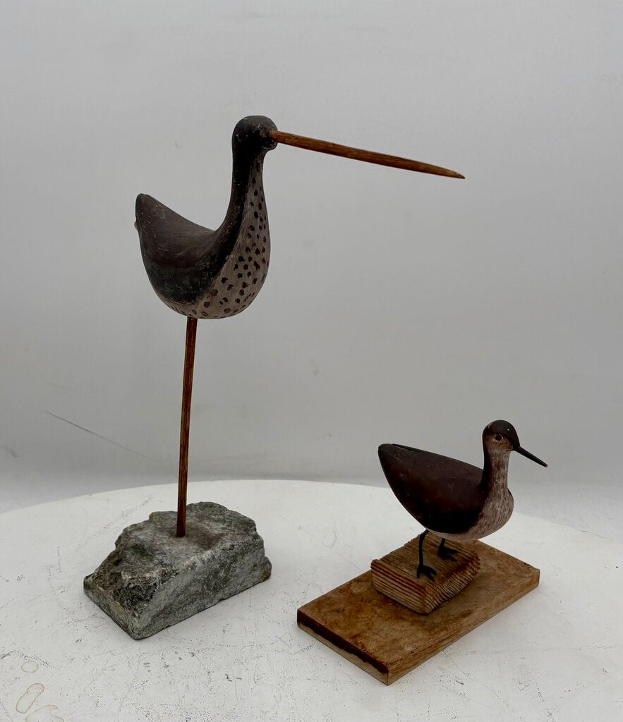 Folk Art Carved Set of 2 Beach Sandpipers (2 Pcs)
