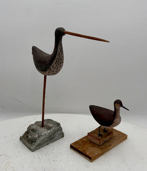 Folk Art Carved Set of 2 Beach Sandpipers (2 Pcs)