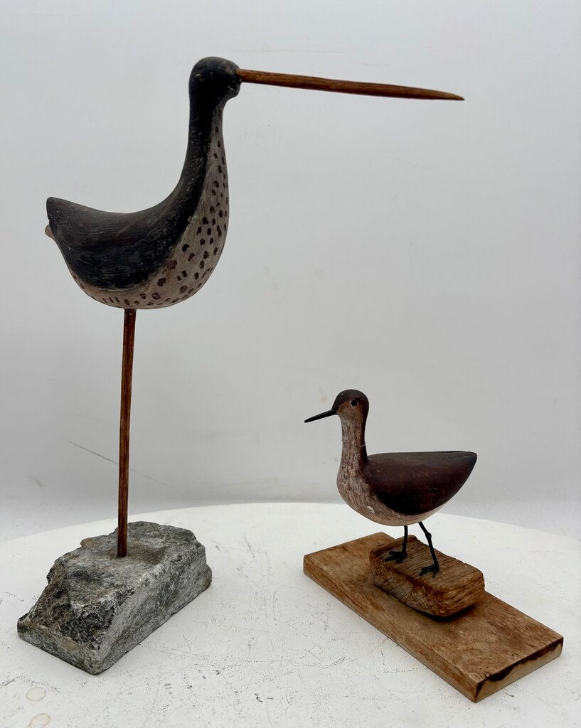 Folk Art Carved Set of 2 Beach Sandpipers (2 Pcs)