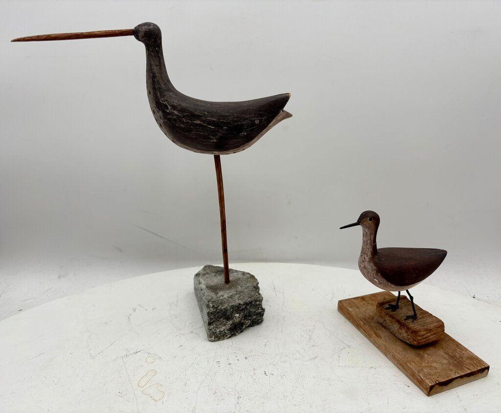 Folk Art Carved Set of 2 Beach Sandpipers (2 Pcs)