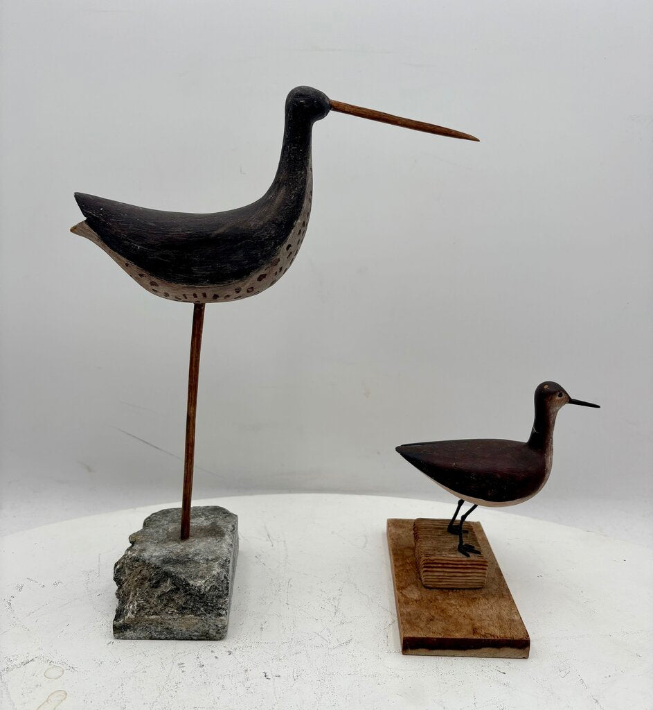 Folk Art Carved Set of 2 Beach Sandpipers (2 Pcs)