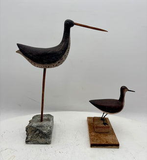 Folk Art Carved Set of 2 Beach Sandpipers (2 Pcs)