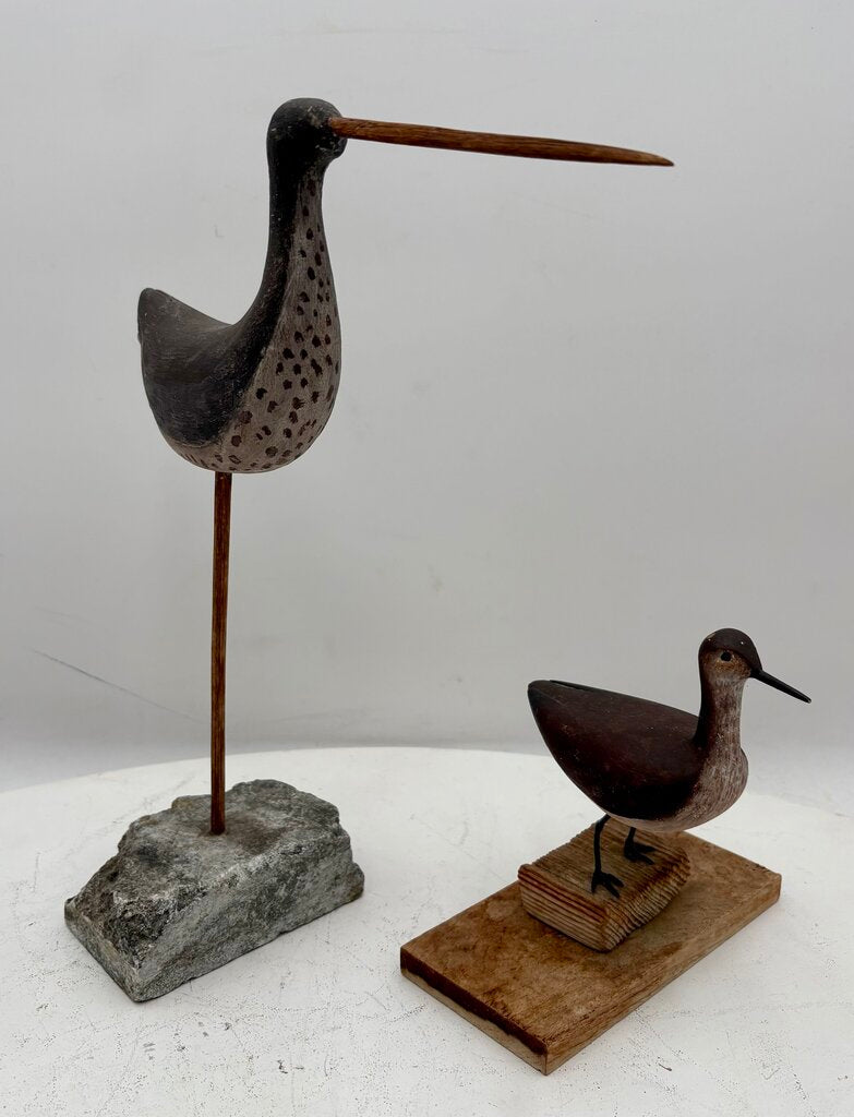 Folk Art Carved Set of 2 Beach Sandpipers (2 Pcs)
