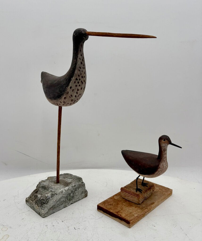 Folk Art Carved Set of 2 Beach Sandpipers (2 Pcs)