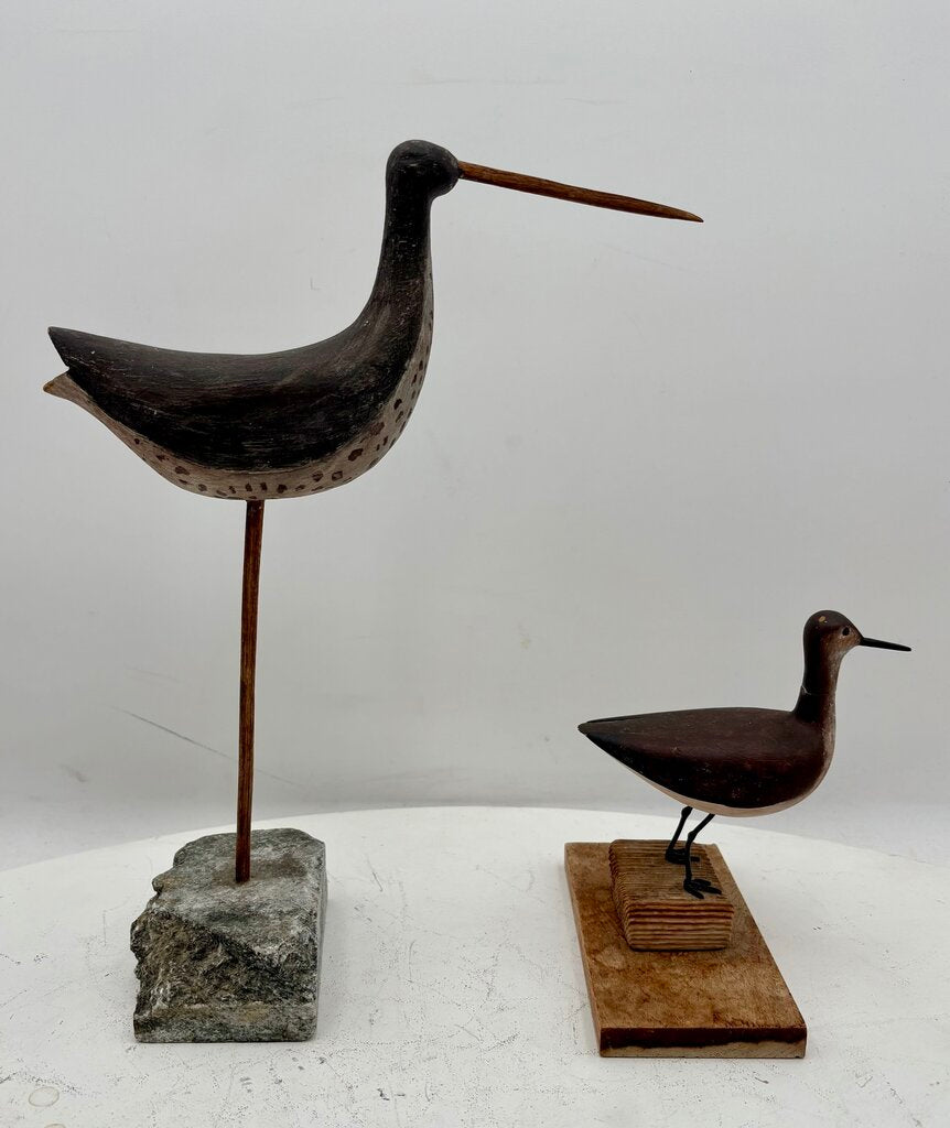 Folk Art Carved Set of 2 Beach Sandpipers (2 Pcs)