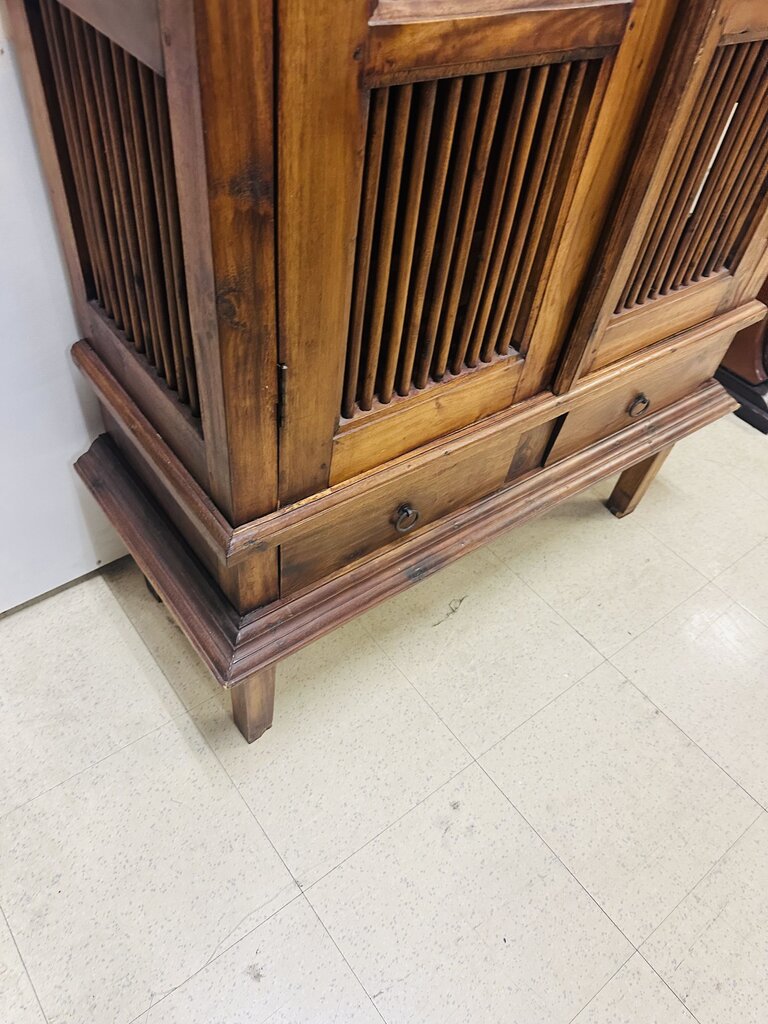Indonesian Teak Spindle Front Cabinet