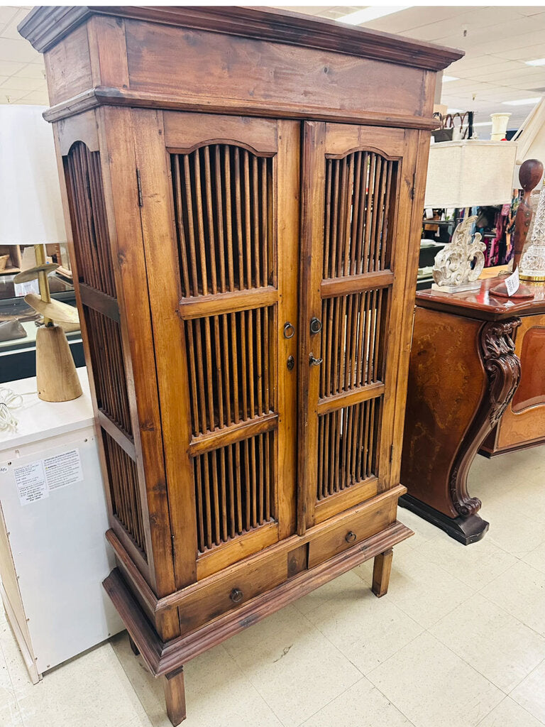 Indonesian Teak Spindle Front Cabinet