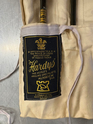 Vintage Hardy Fly Fishing Kit 7 Piece Rod in Leather Case w/ Dry Flies in Case (3Pcs)