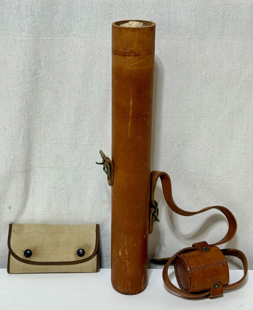 Vintage Hardy Fly Fishing Kit 7 Piece Rod in Leather Case w/ Dry Flies in Case (3Pcs)