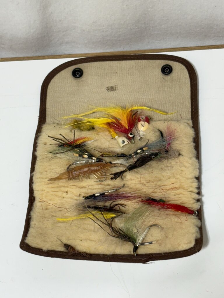 Vintage Hardy Fly Fishing Kit 7 Piece Rod in Leather Case w/ Dry Flies in Case (3Pcs)