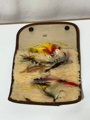 Vintage Hardy Fly Fishing Kit 7 Piece Rod in Leather Case w/ Dry Flies in Case (3Pcs)
